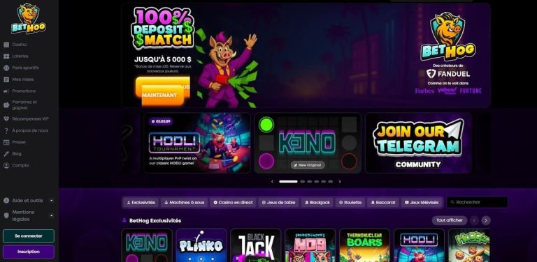 BetHog Casino page accueil